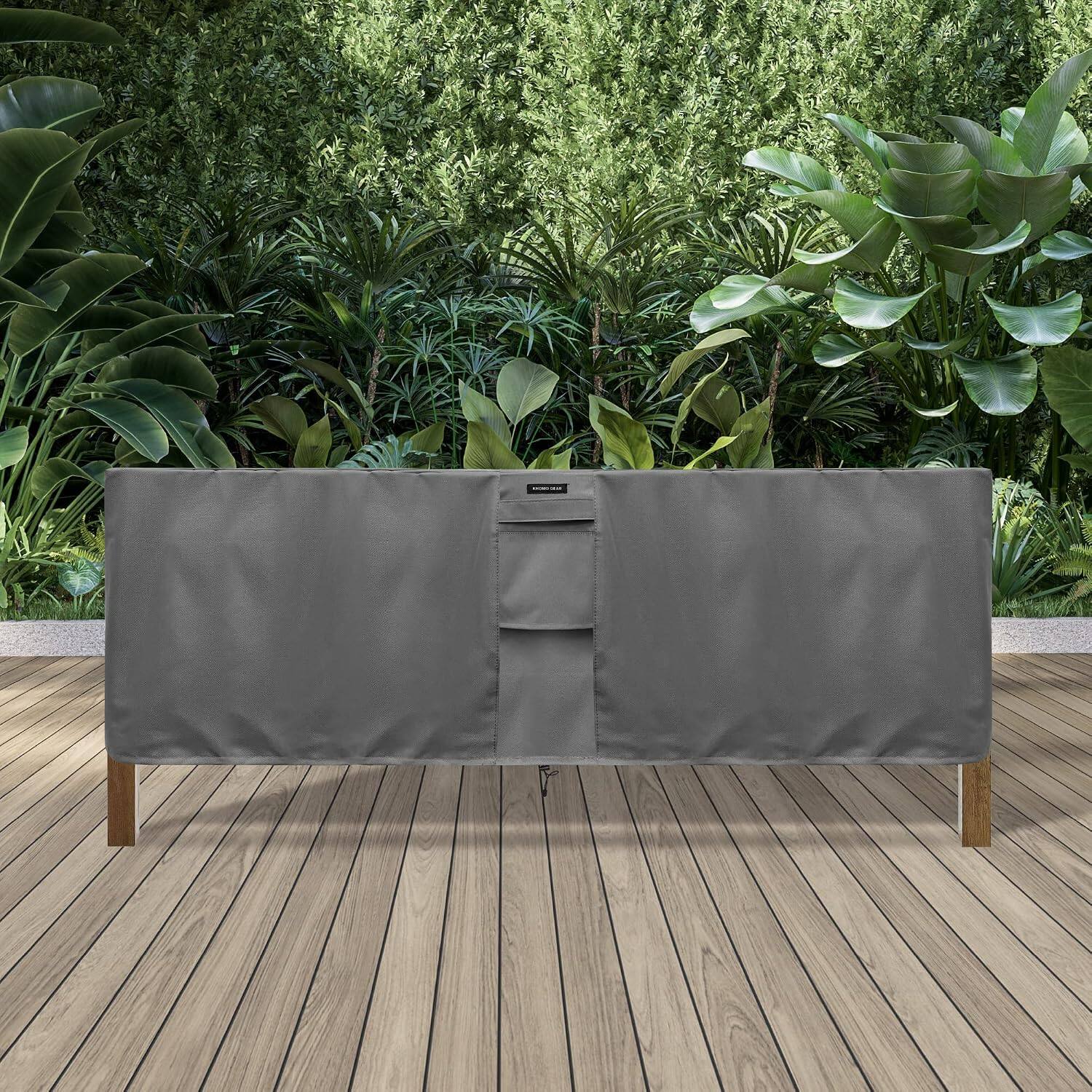Alt View 3. KHOMO GEAR - Waterproof Square Table Cover - Heavy-Duty Outdoor Furniture Protector Fits Patio Coffee - 70x25x34 - Gray.