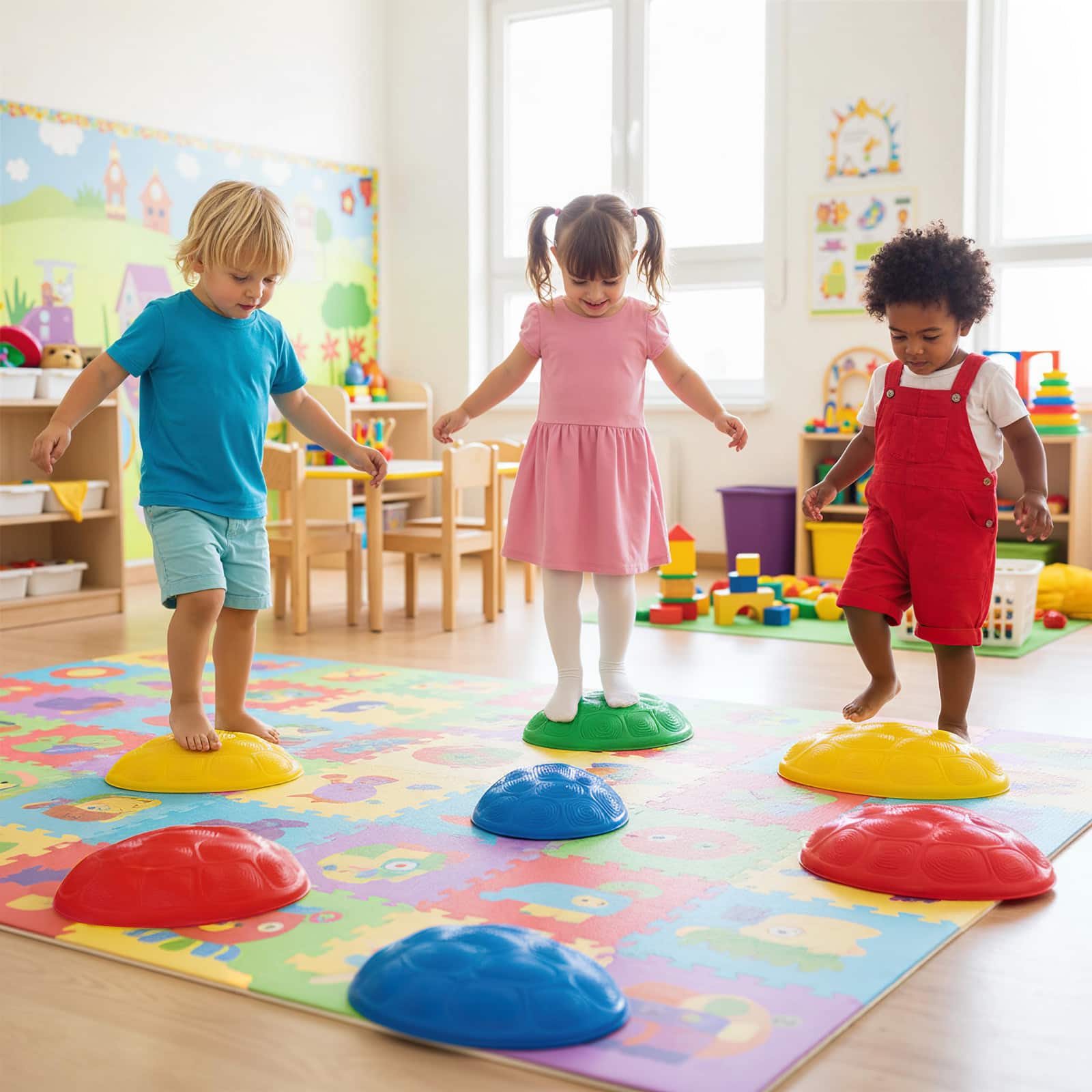 Gymax 8 PCS Stepping Stones for Kids Non Slip Toddler Stepping