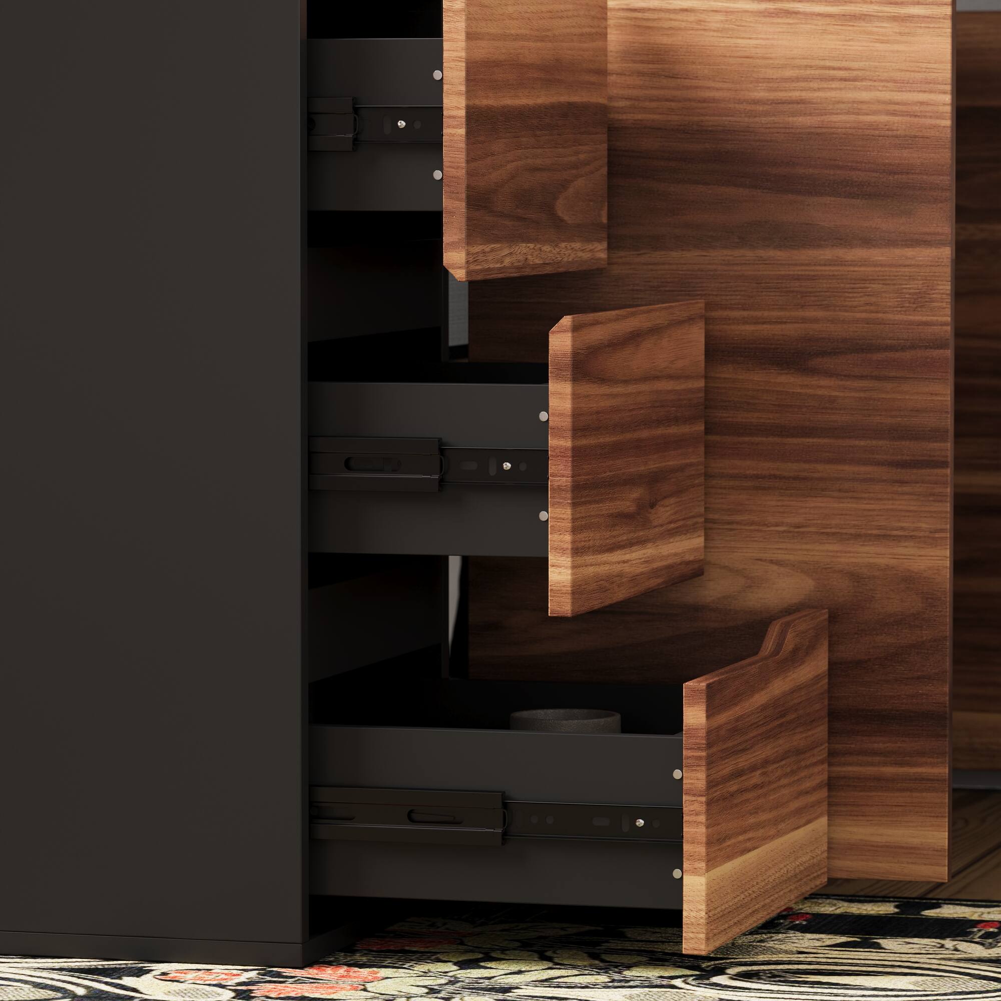 Alt View 9. FUFU & GAGA - FUFU&GAGA Industrial Reversible L - Shaped Desk – A Multifunctional Workstation for Home Offices & Gaming Setups - Brown & Black.