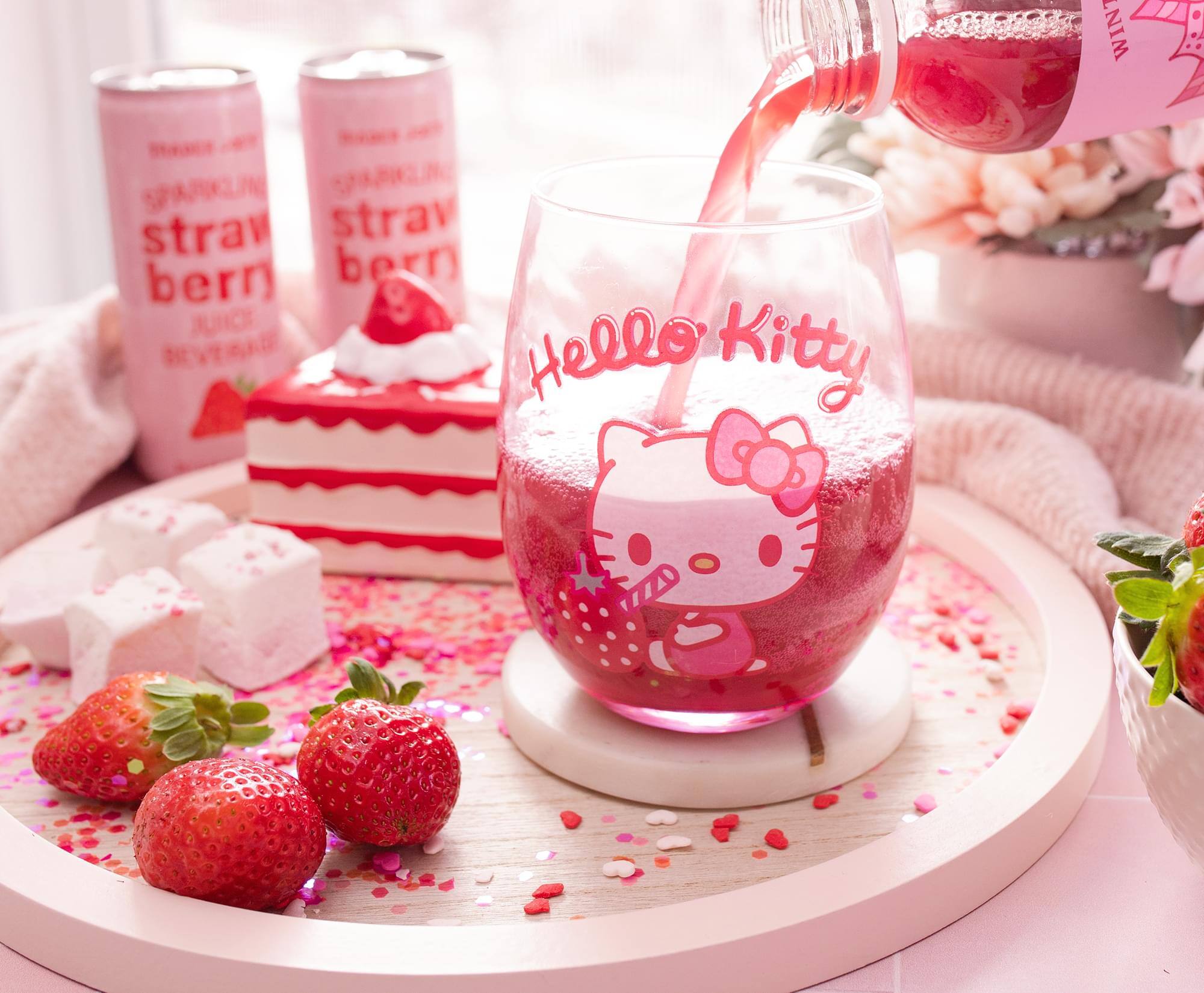 Sure, here is the corrected and grouped text from the image:

- SPARKLING strawberry JUICE BEVERAGE
- Hello Kitty
- BUNCE