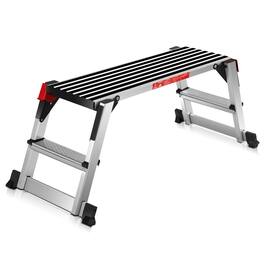Costway - Goplus 330lbs Aluminum Step Stool Folding Bench Work Platform Non-slip Drywall Ladder - Silver