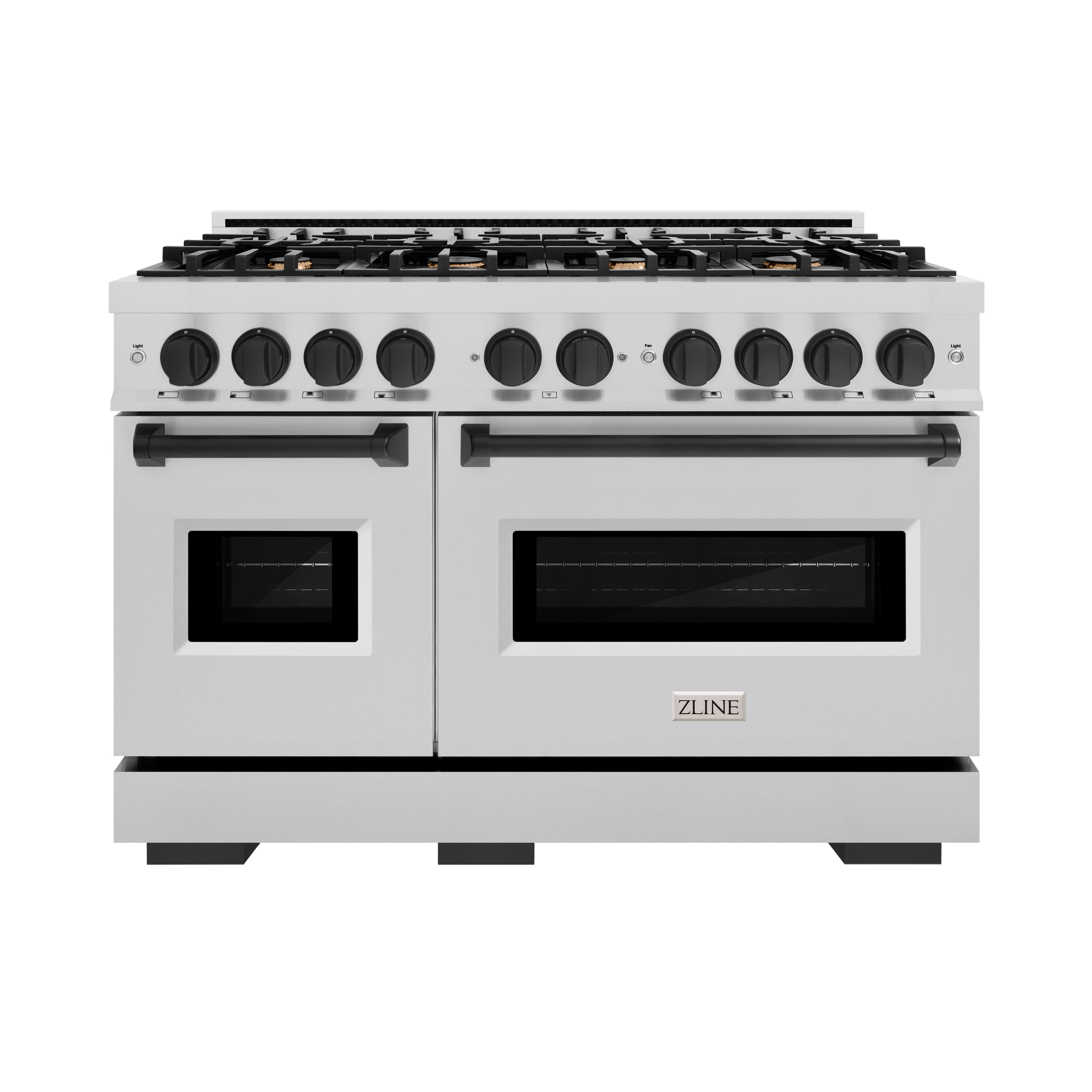 Front. ZLINE - ZLINE Autograph Edition 48" Classic Gas Range w/ 8 Burners & Matte Black Accents (CGRZ-48-MB) - Stainless Steel.
