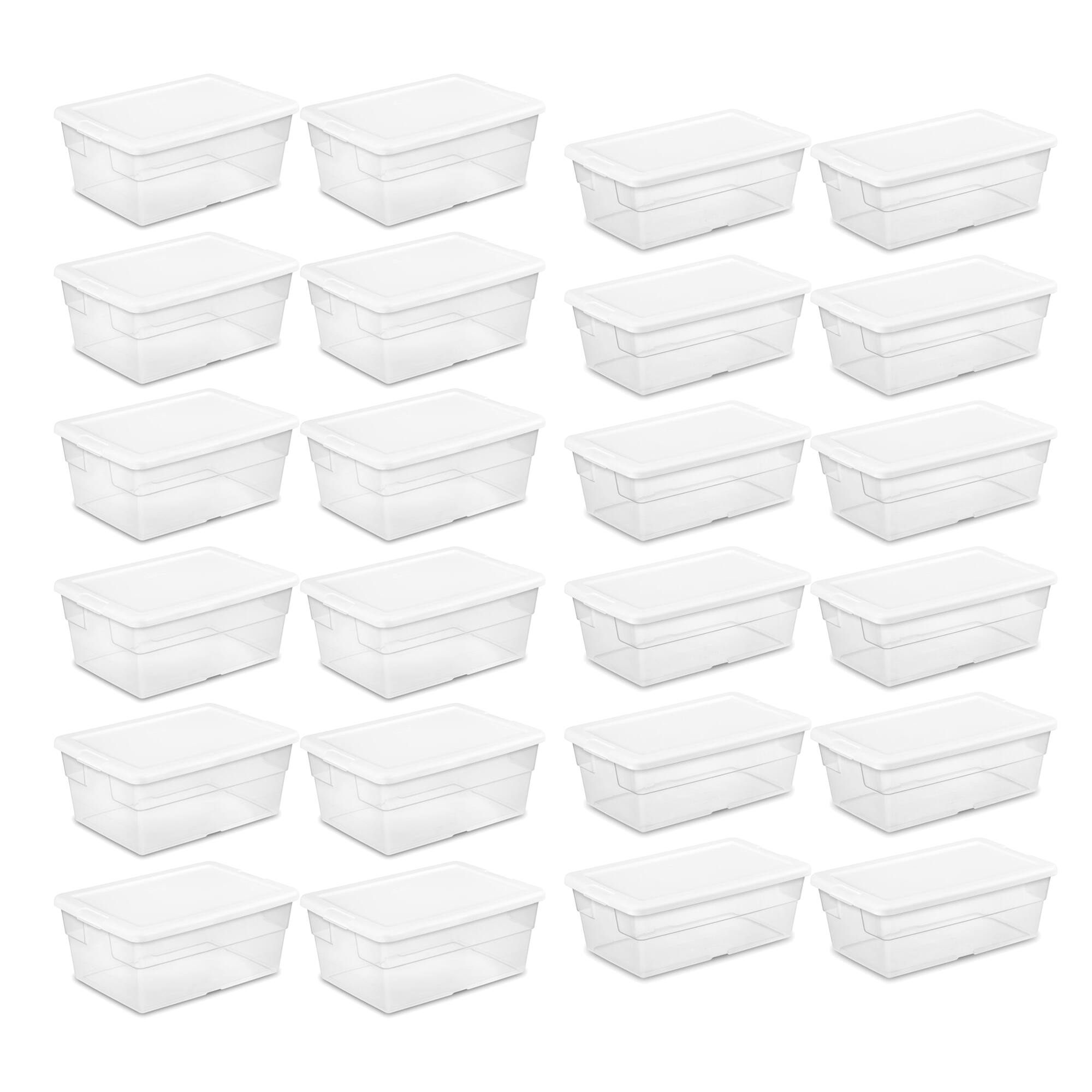Front. Sterilite - Sterilite 16 Qt Clear Storage Tote, 12 Pack, & 6 Qt Clear Storage Tote, 12 Pack - Clear.