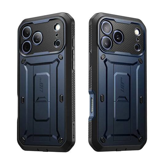 Left. SUPCASE - Unicorn Beetle Pro Rugged Case for iPhone 17 Pro Max – Full-Body Protection with Screen Protector - Azure.