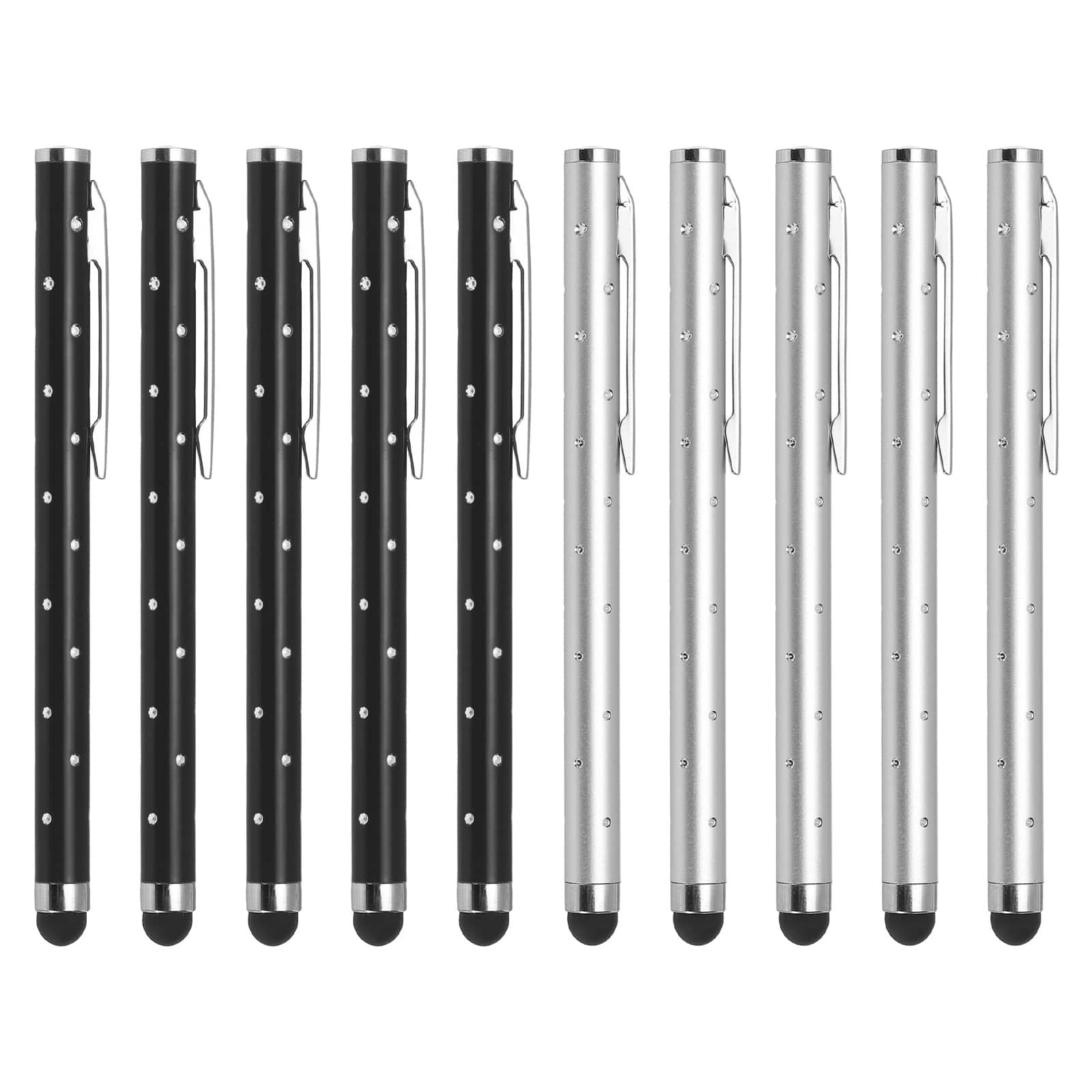 Unique Bargains - 10pcs Glitter Rhinestone Stylus Pens for Touch Screens, Universal Metal Capacitive Pen for Phones & Capacitive Devices - Black,Silver