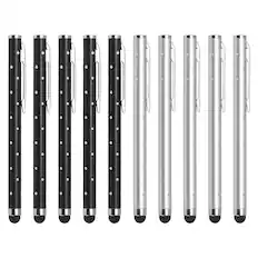 Front. Unique Bargains - 10pcs Glitter Rhinestone Stylus Pens for Touch Screens, Universal Metal Capacitive Pen for Phones & Capacitive Devices - Black,Silver.