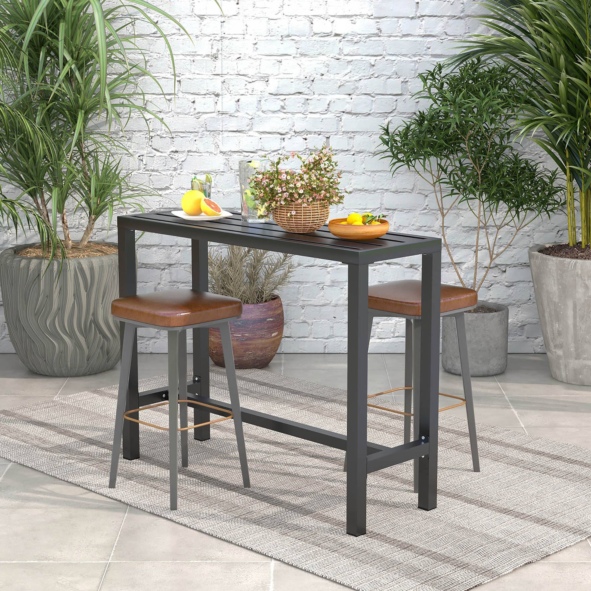 Alt View 3. Costway - Costway Outdoor Metal Bar Table 48" Patio Rectangular Counter Height Dining Table Black - Black.