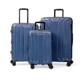 Nonstop - New York Elite Lightweight Expandable 3 Piece spinner Luggage Set +3 packing cubes ,(19.4/23.4/28) - Denim Blue