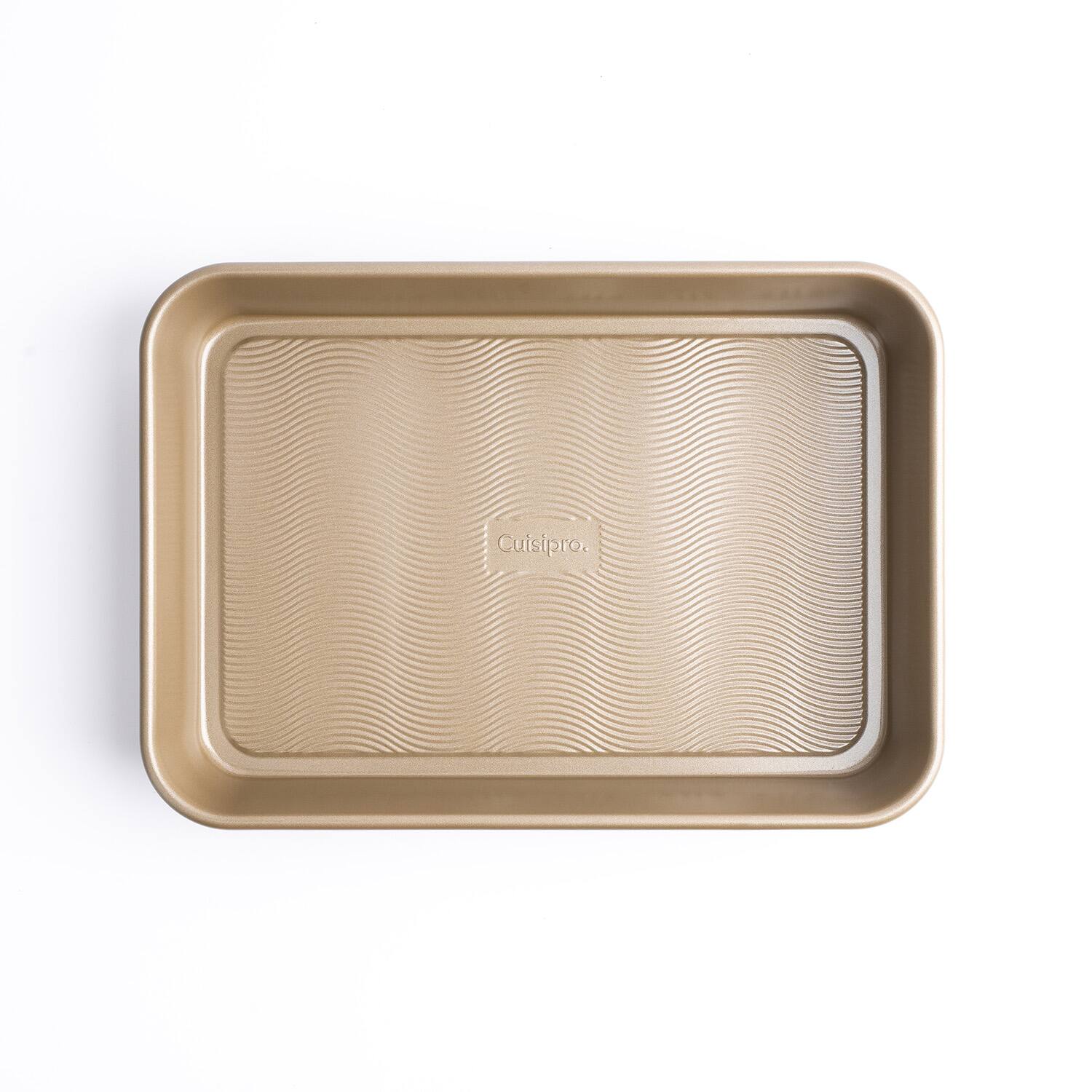 Front. Cuisipro - 13.5 x 9.5-Inch Rectangular Steel Nonstick Roasting Pan - Brown.