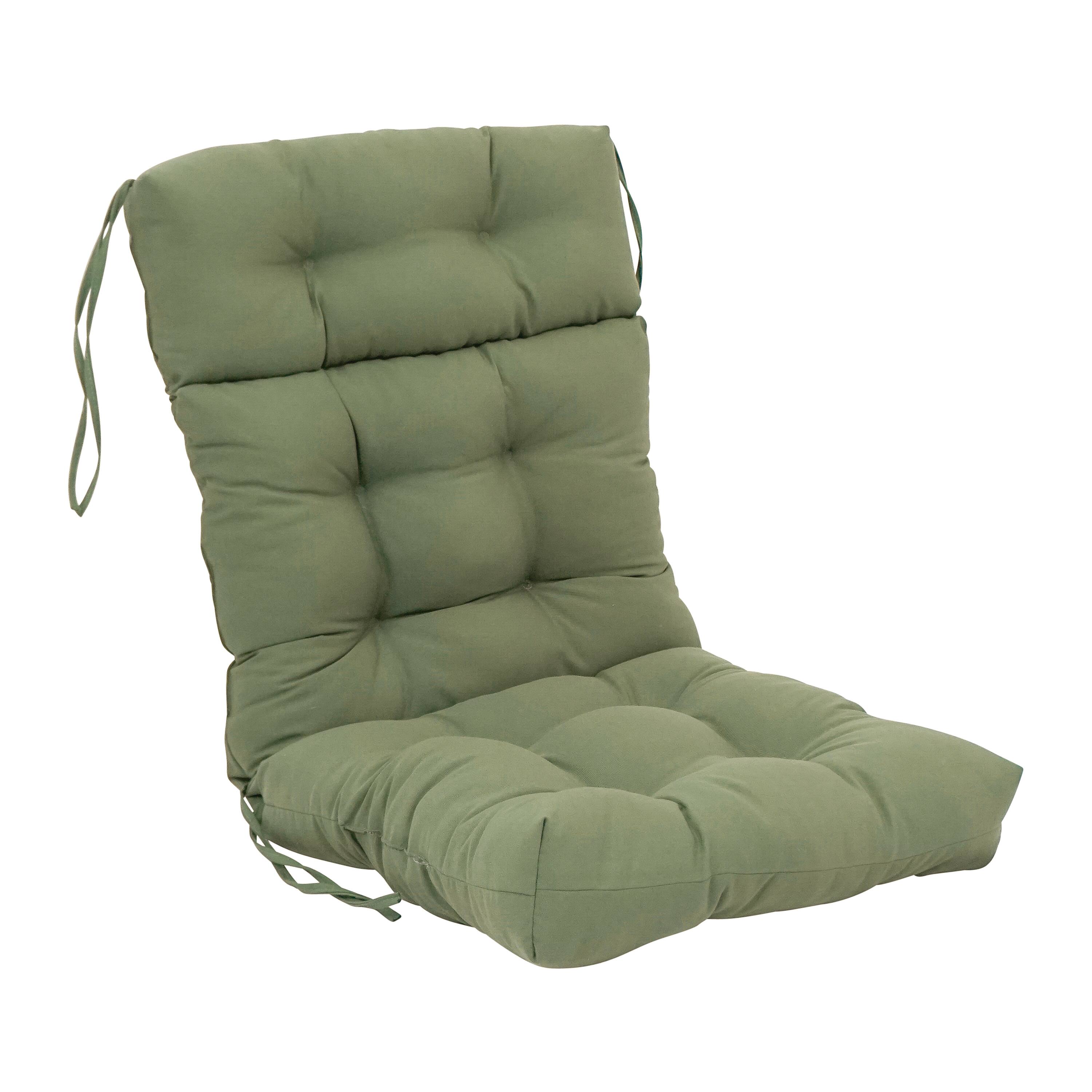 Front. Blazing Needles - 22-inch by 45-inch Solid Twill Tufted Chair Cushion - Green.