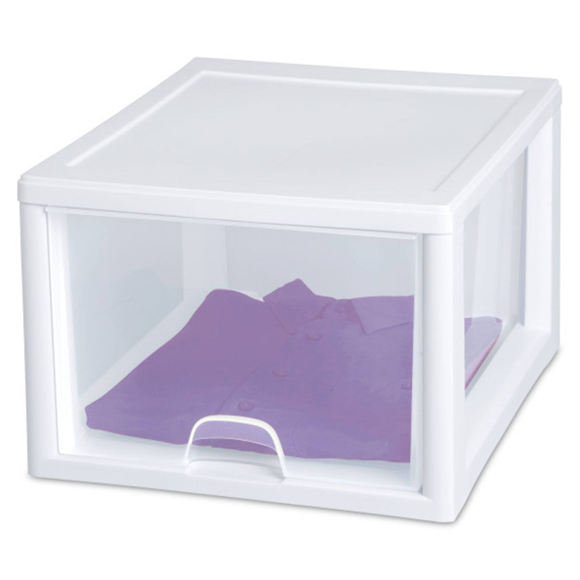 Alt View 7. Sterilite - Sterilite 27 Quart Clear & White Plastic Storage Bin with One Drawer, 12 Pack.