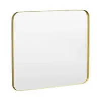 LOVMOR - 36 in. W x 30 in. H Tempered Glass Rounded Rectangle Framed Wall-Mounted Bathroom Vanity Mirror in Gold - Gold - Angle_Zoom