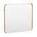 Angle. LOVMOR - Tempered Glass Rounded Rectangle Framed Wall-Mounted Bathroom Vanity Mirror - 36" x 30" - Gold.