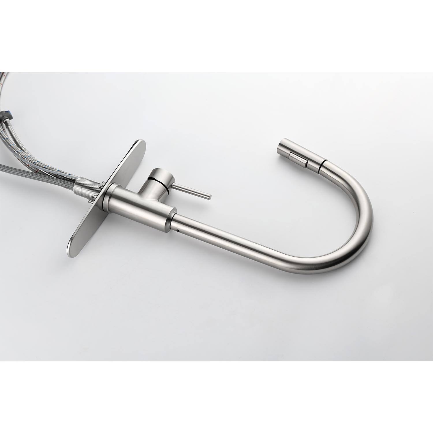 Angle. Siljoy - Kitchen Faucet with Pull Down Sprayer - Brushed Nickel.