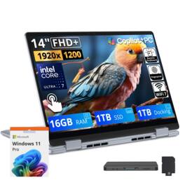 Dell - Upgraded - Plus 14" 2K 2-in-1 Touch Laptop,Intel Core Ultra 7 256V,16GB RAM,1TB SSD+1TB Dock,Backlit,Win11 Pro - Ice Blue