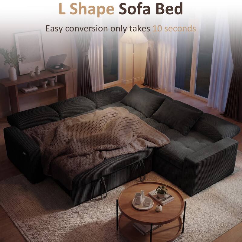 L Shape Sofa Bed  
Easy conversion only takes 10 seconds