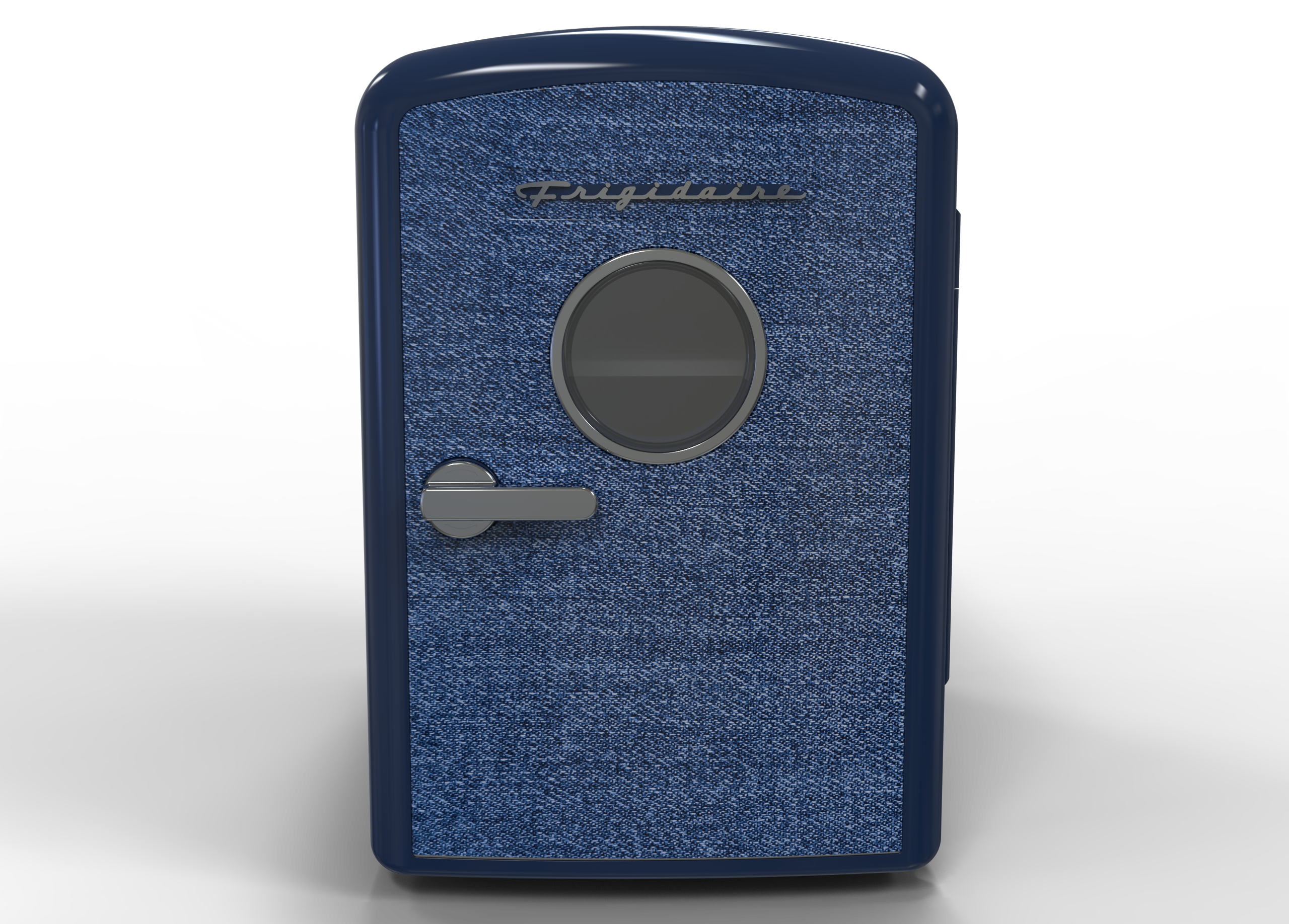 Angle. Frigidaire - Frigidaire Retro Mini Personal Fridge Cooler, Holds 9 Cans, Portable- Car, Office, Bedroom, Dorm, Cabin, Indigo Denim - Blue.