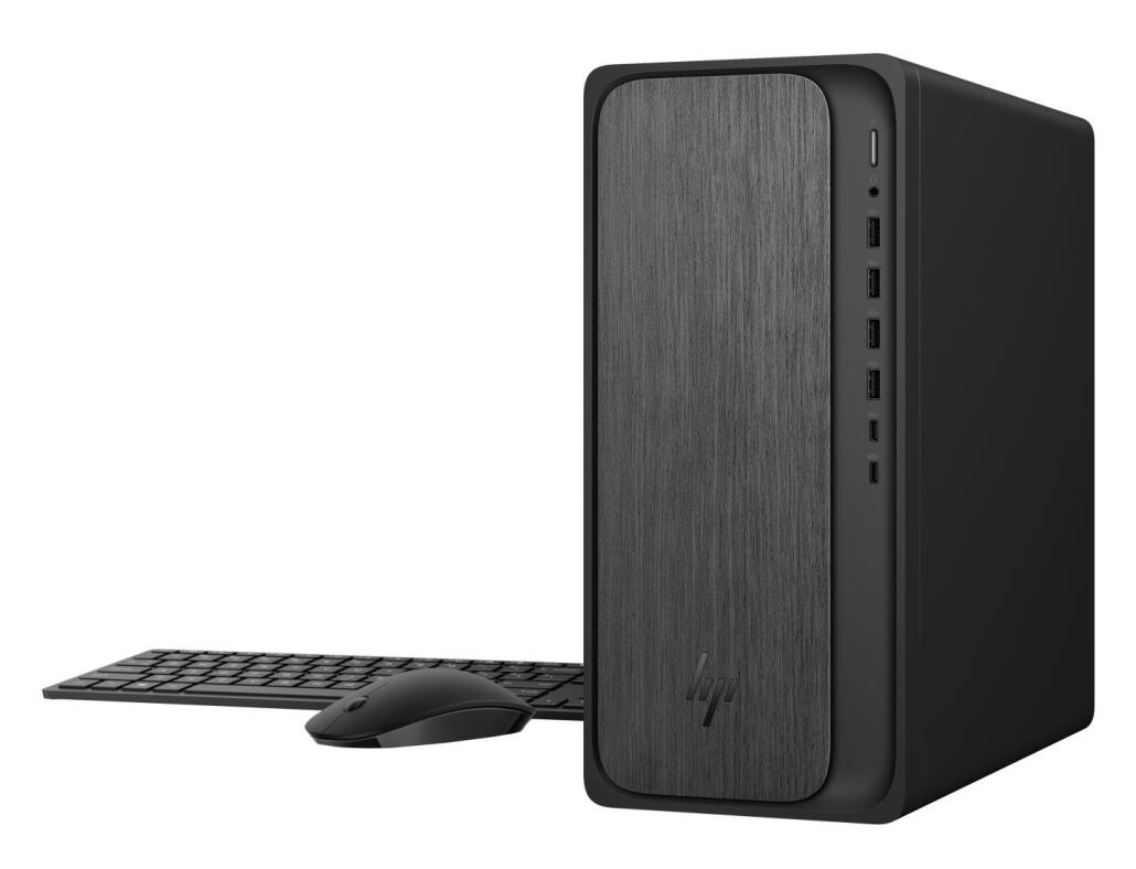 Alt View 7. HP - OmniDesk Desktop (Ryzen 3 8300G, 32GB, 2TB SSD, AMD Radeon 740M, WiFi 6, Bluetooth 5.4, Win 11 Pro) w/USB Hub - Gray Wood.