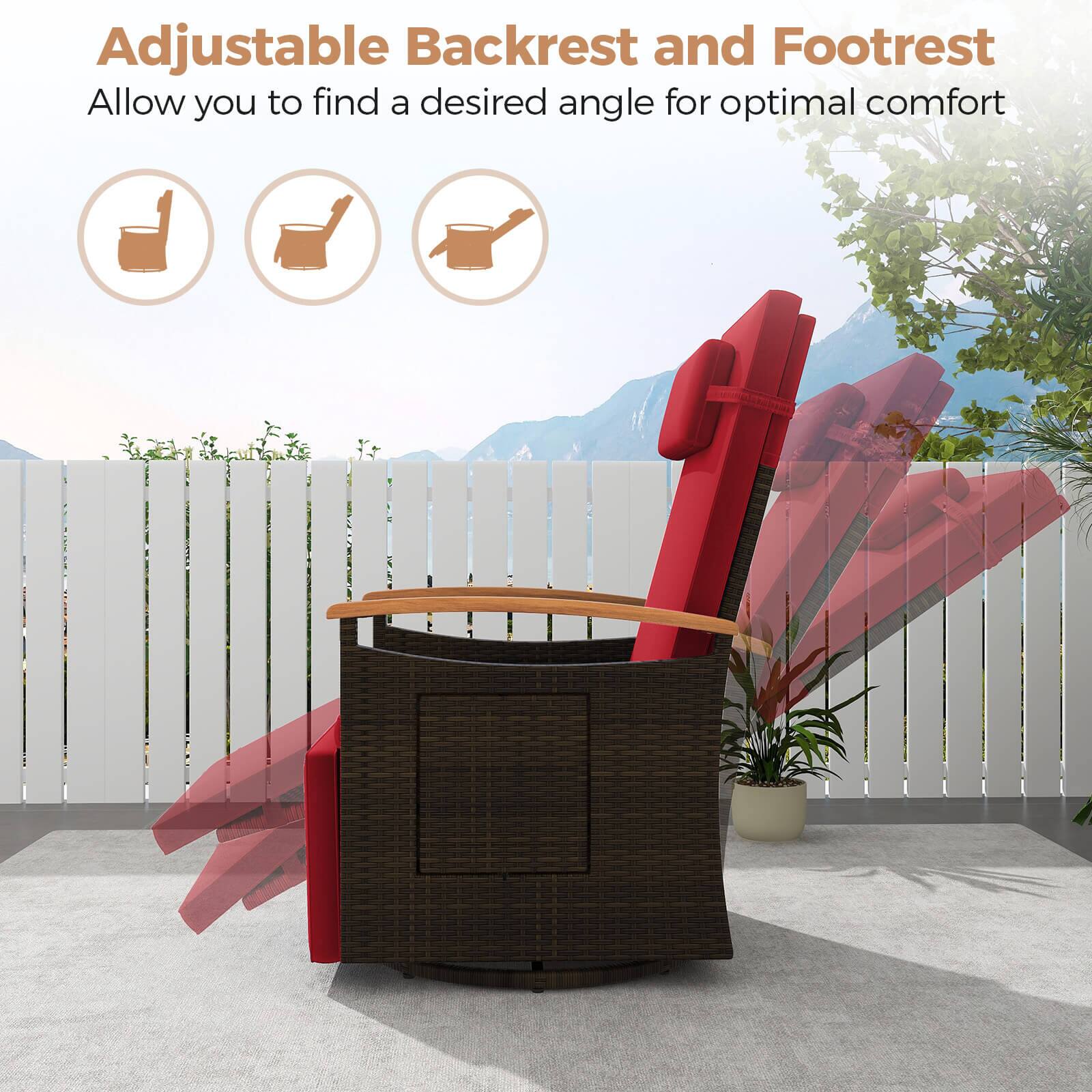 Adjustable Backrest and Footrest  
Allow you to find a desired angle for optimal comfort