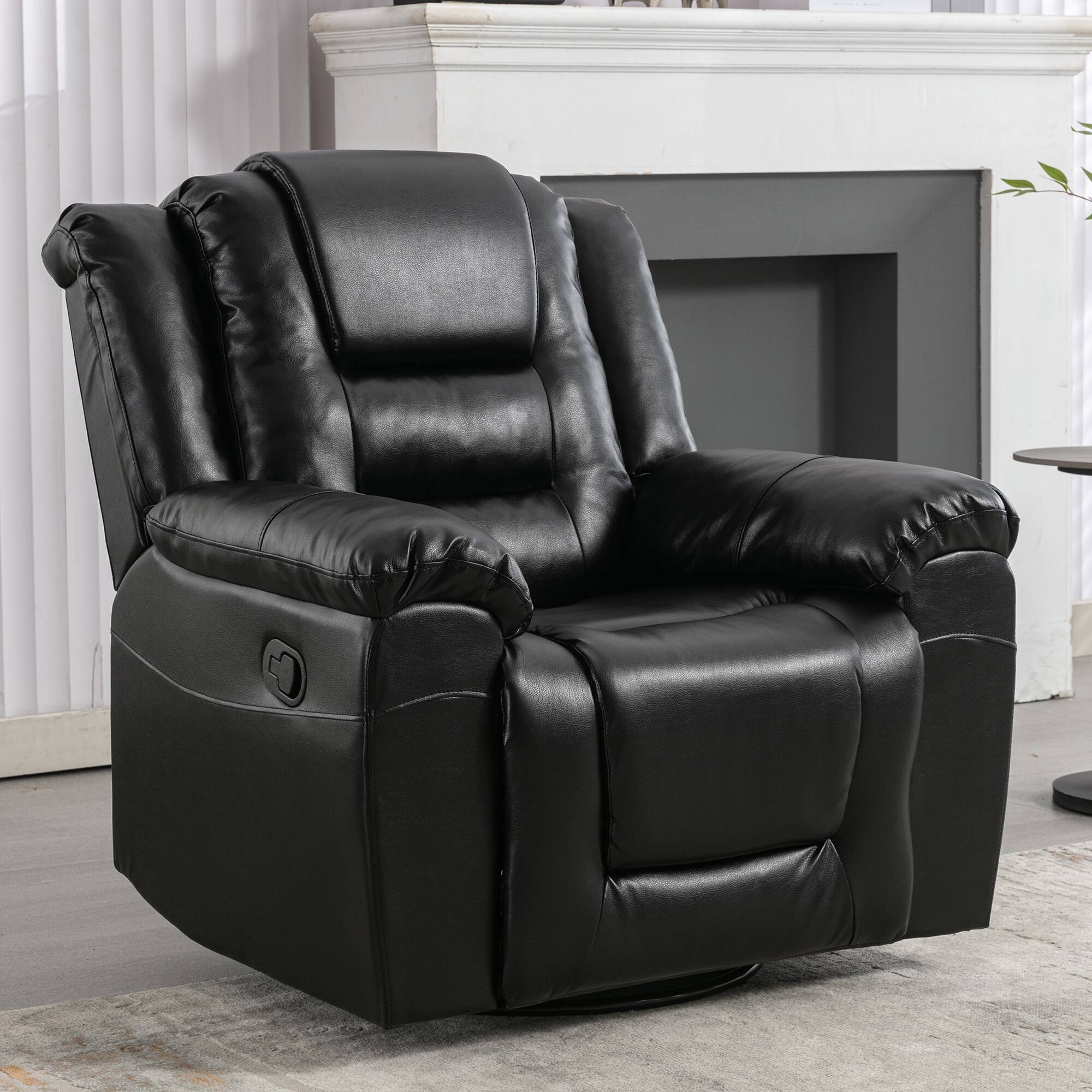 Alt View 2. TinyHomie - 360Swivel and Rocking Home Theater Recliner Manual Recliner Chair with Wide Armrest for Living Room Bedroom Black - Black.