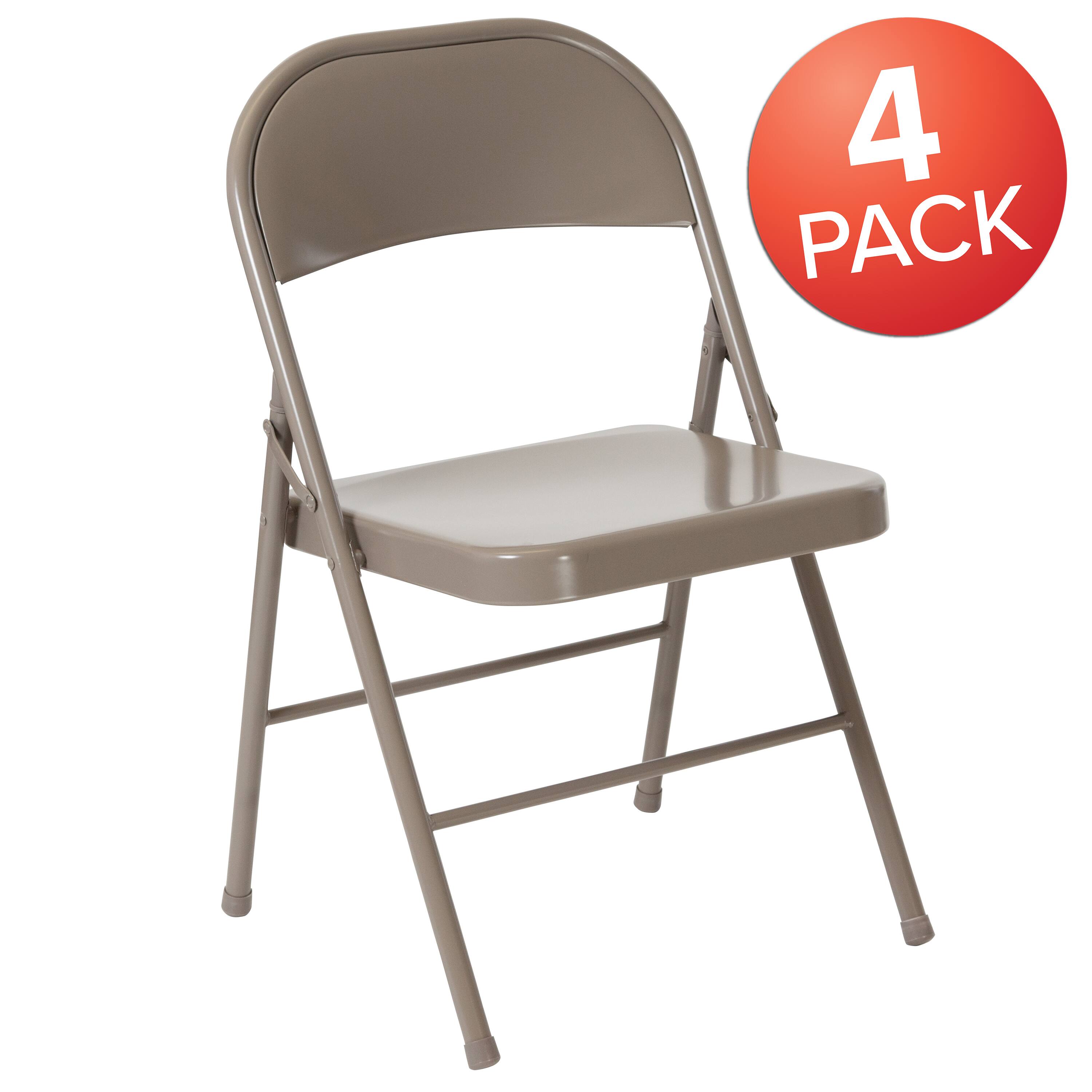 Alt View 1. Emma + Oliver - 4 Pack Double Braced Commercial Party Events Steel Metal Folding Chair - Gray.