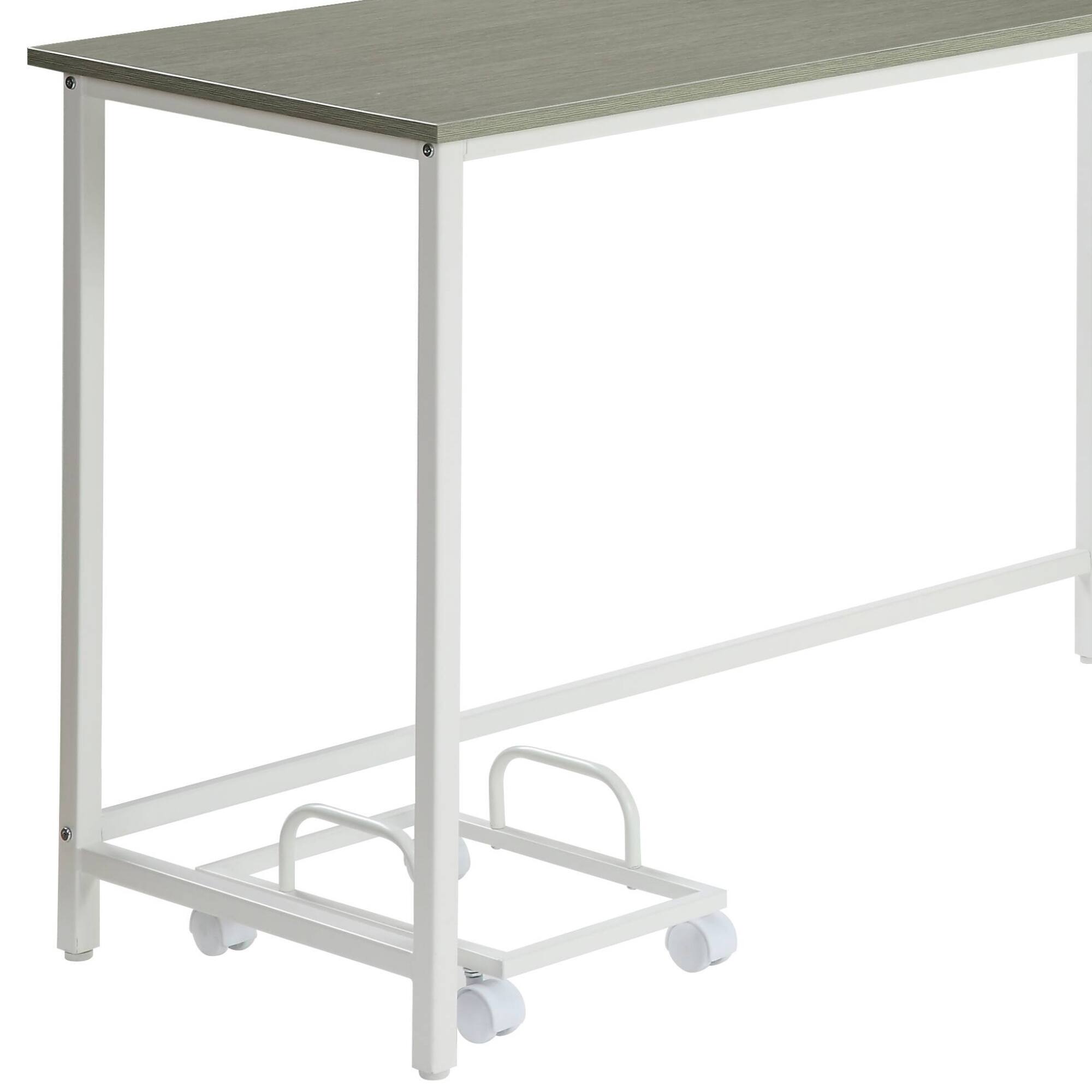 Left. GOODSILO - L-Shaped Computer Desk with Metal Frame and Mobile CPU Holder for Compact Workspaces - Gray+White.