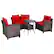 Back. Costway - 4PCS Outdoor Patio Rattan Furniture Set Cushioned Sofa Table - Dark Brown/Red.