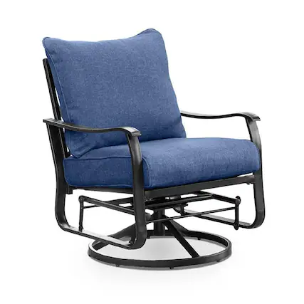 Front. Manhattan Lane - Oroz Swivel Glider Armchair Set of 2 - Navy Blue, Black.