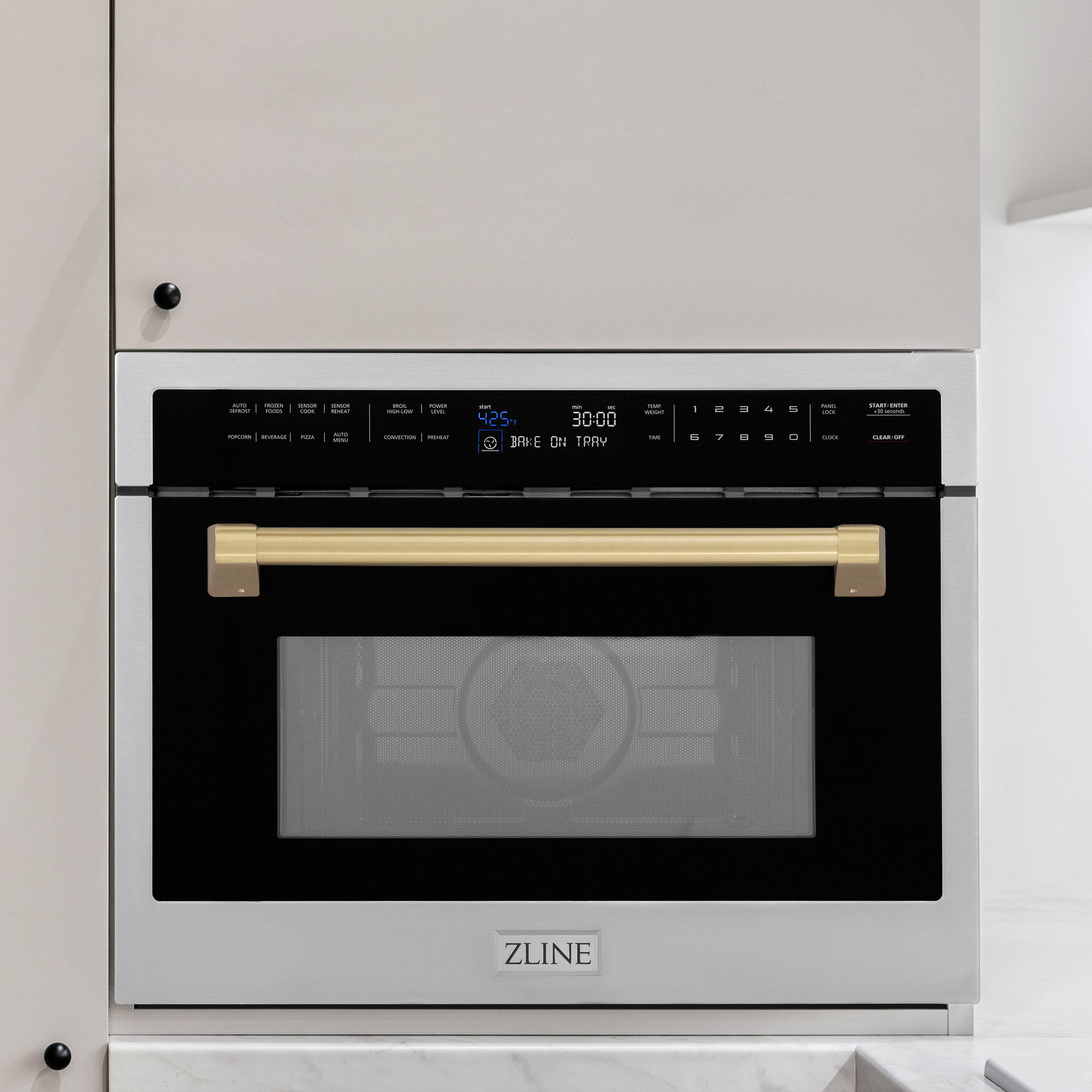 Alt View 11. ZLINE - Autograph Edition 24" 1.6 cu ft. Built-in Convection Microwave Oven in Stainless Steel and Champagne Bronze Accents - Stainless steel.