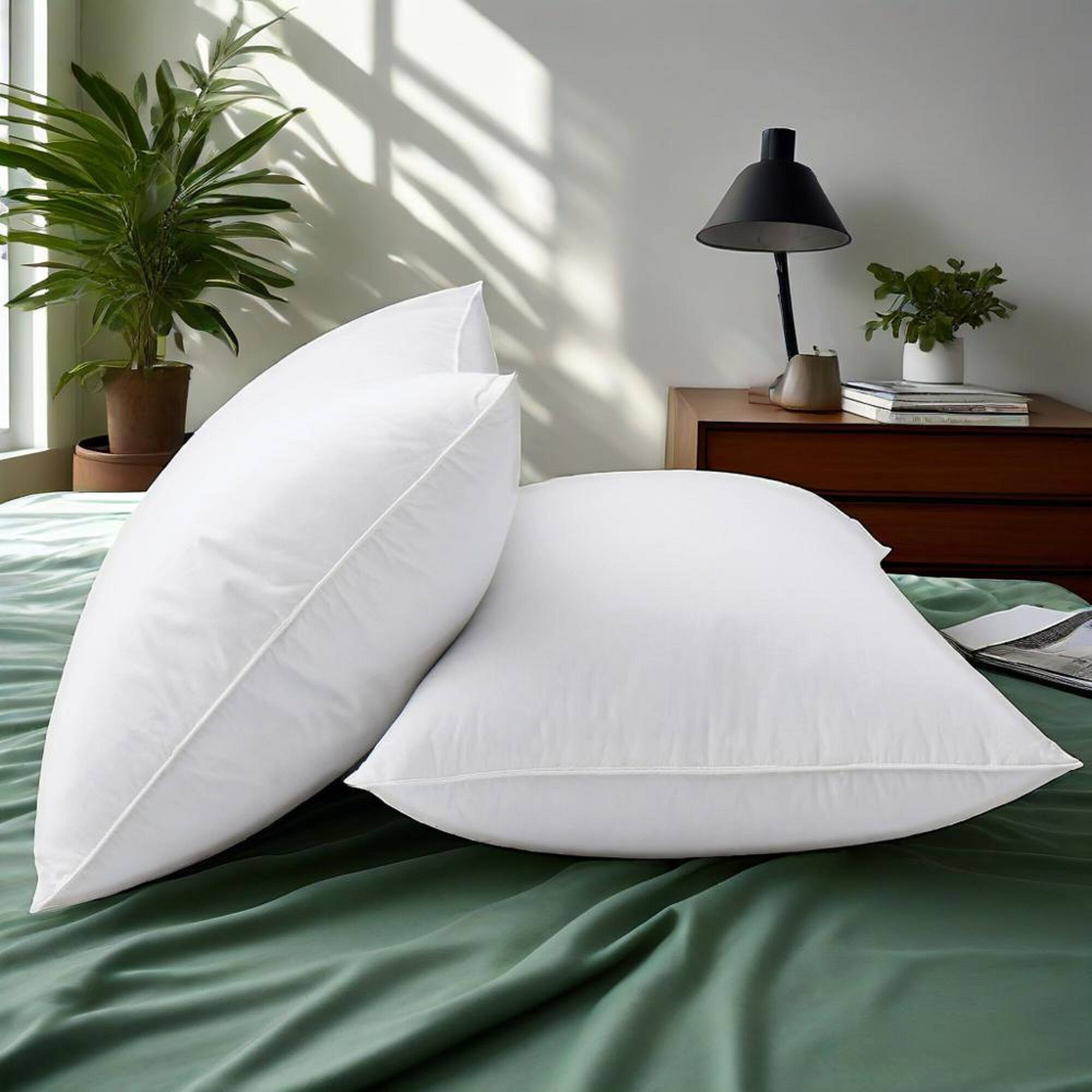 Angle. Peace Nest - Peace Nest 100% Cotton White Goose Feather Down Pillows - White.