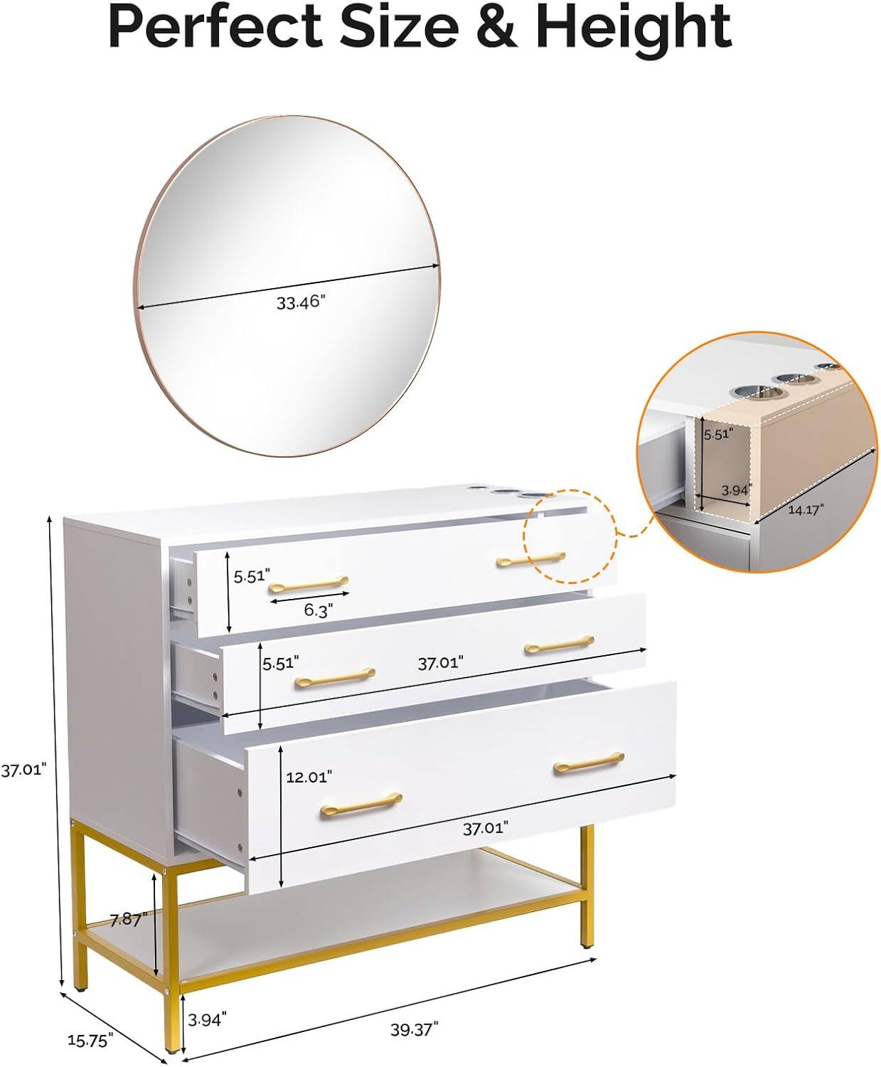 Perfect Size & Height

33.46"  
5-51"  
3-94"  
14.17"  
5.51"  
6.3"  
5.51"  
37.01"  
37.01"  
12.01"  
37.01"  
7.87"  
15.75"  
3.94"  
39.37"