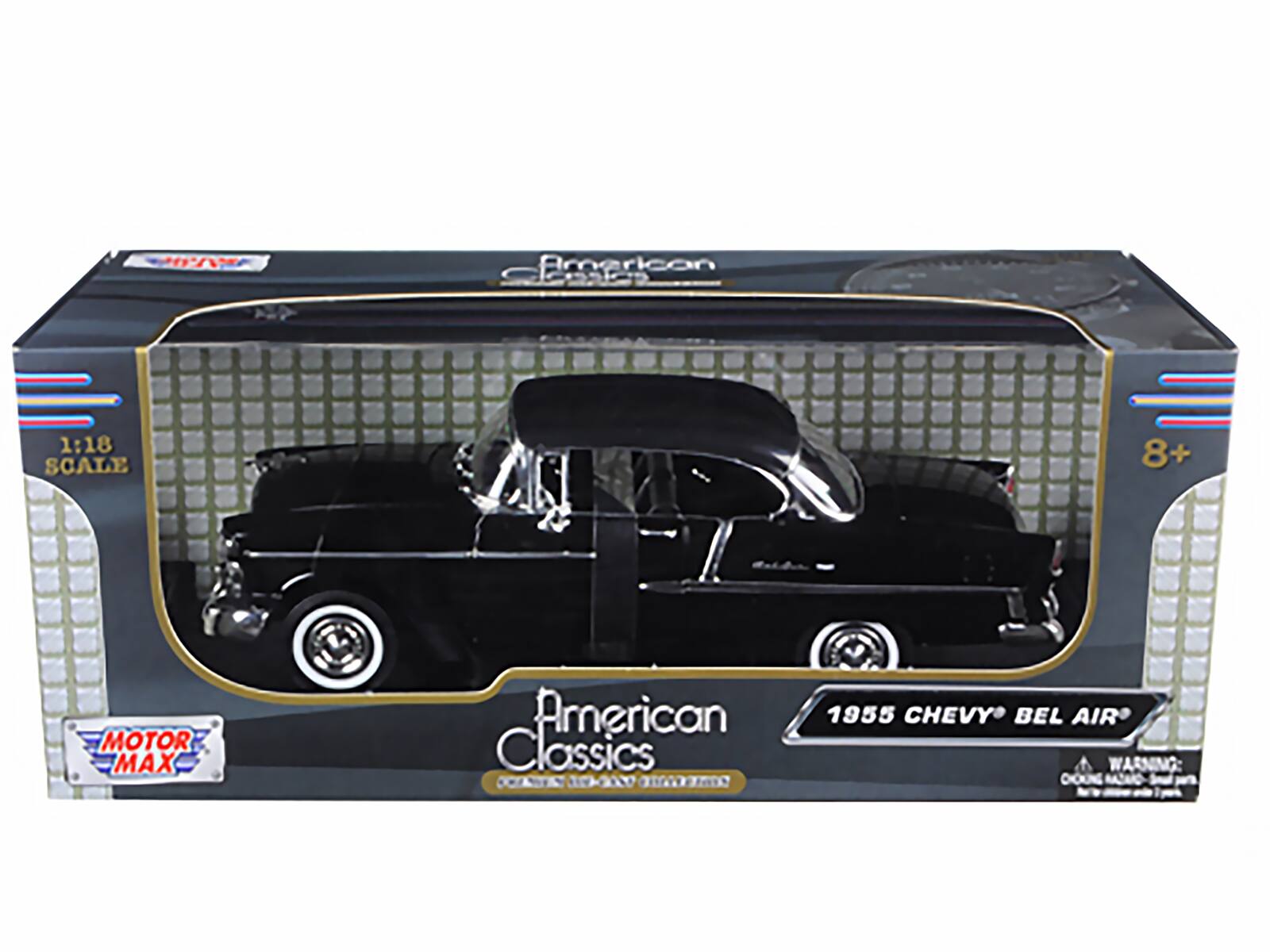 American Classics  
1:18 SCALE  
8+  
MOTOR MAX  
1955 CHEVY BEL AIR  
WARNING: CHOKING HAZARD - Small parts. Not for children under 3 years.