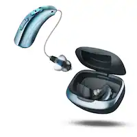 LINNER - Mercury OTC Rechargeable Hearing Aids for Seniors with Noise Cancellation, Easy to Use, 3 Modes, 9 Volume Levels - Ocean Blue - Front_Zoom