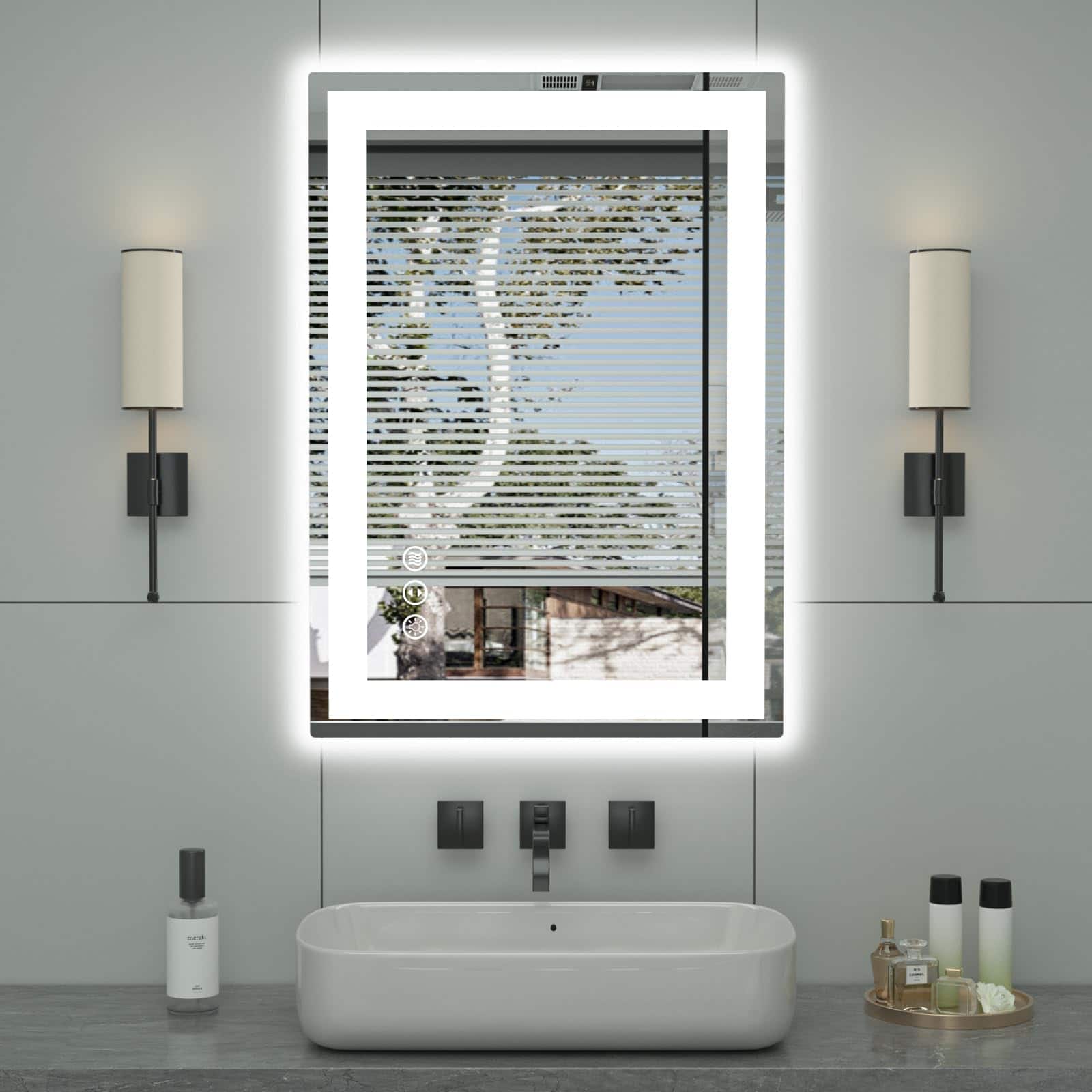 Earthley Blooms - 32"x 24" Led Bathroom Mirror With Lights Dimmable Double Backlit Front Lit 3 Colors For Lighted Vanity Te - Front and Backlit-40"x 24"