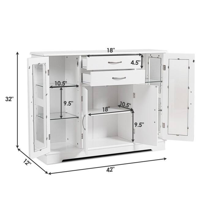 18" x 4.5"  
10.5" x 9.5"  
18" x 10.5" x 9.5"  
12" x 32"  
42"