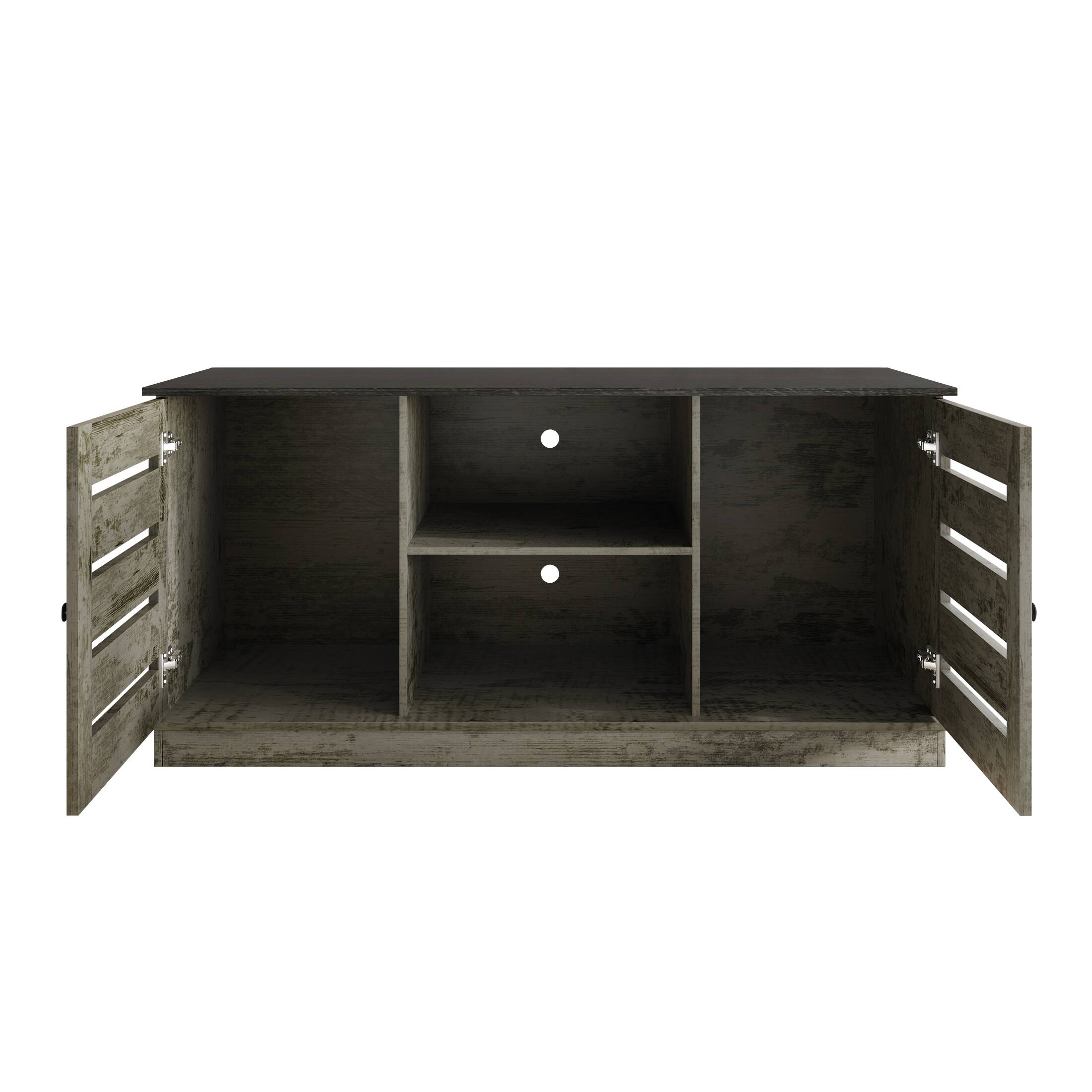 Alt View 3. ChaletPosh - Classic TV Console with Two Cabinet Doors and Dual Open Storage Compartments, Grey Oak - Grey Oak.