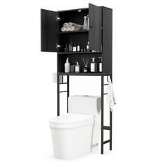Front. Costway - Costway Over The Toilet Storage Cabinet Free Standing Toilet Rack with Adjustable Shelf - Black.