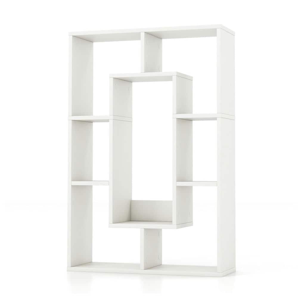 Kadyn - Bookcase Book Shelf,Storage Shelf Unit Plant Stand,7-Cube Geometric Bookshelf Modern Decorative Open Bookcase - White
