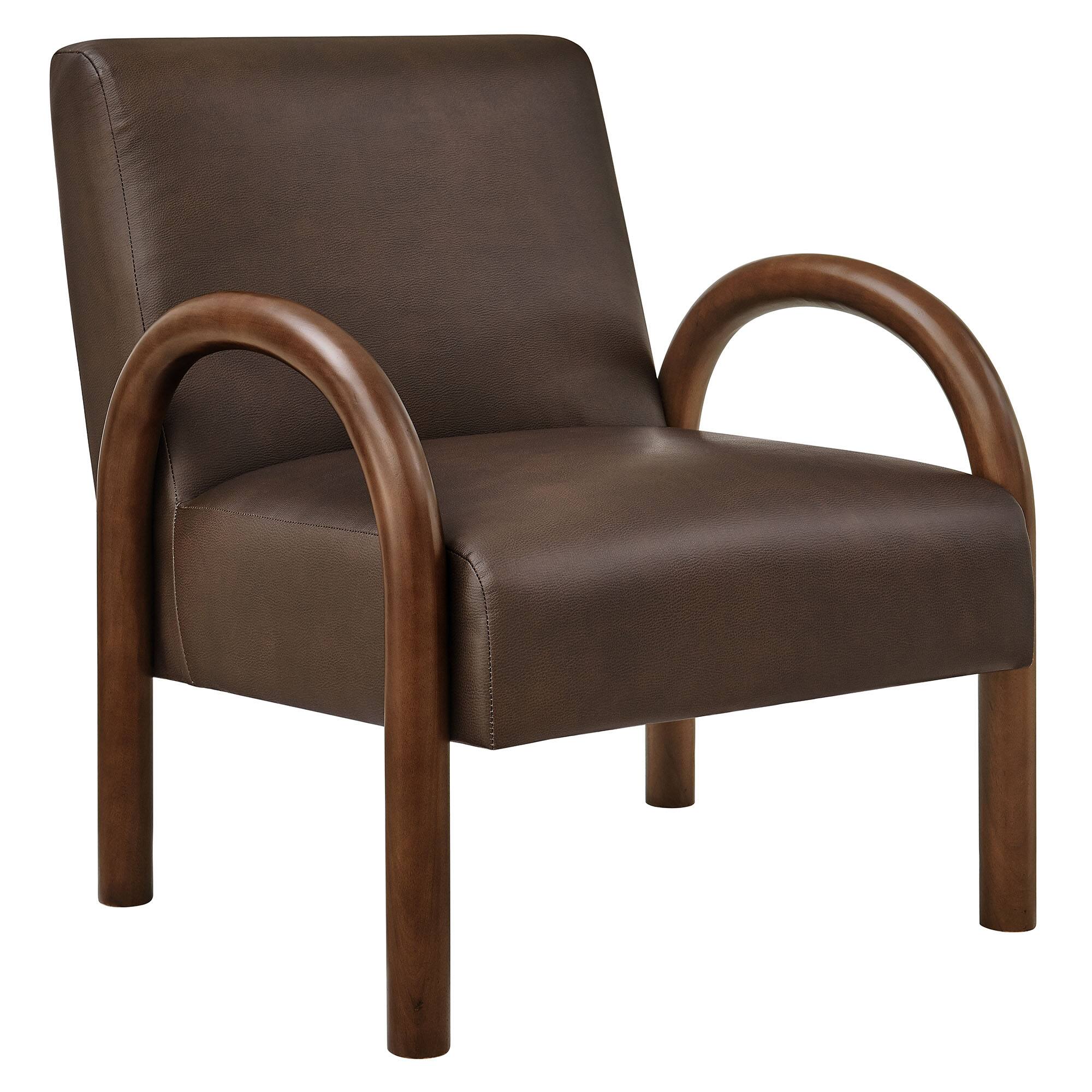 Angle. Modway - Lunet Faux Leather Upholstered Accent Chair by Modway - Espresso.
