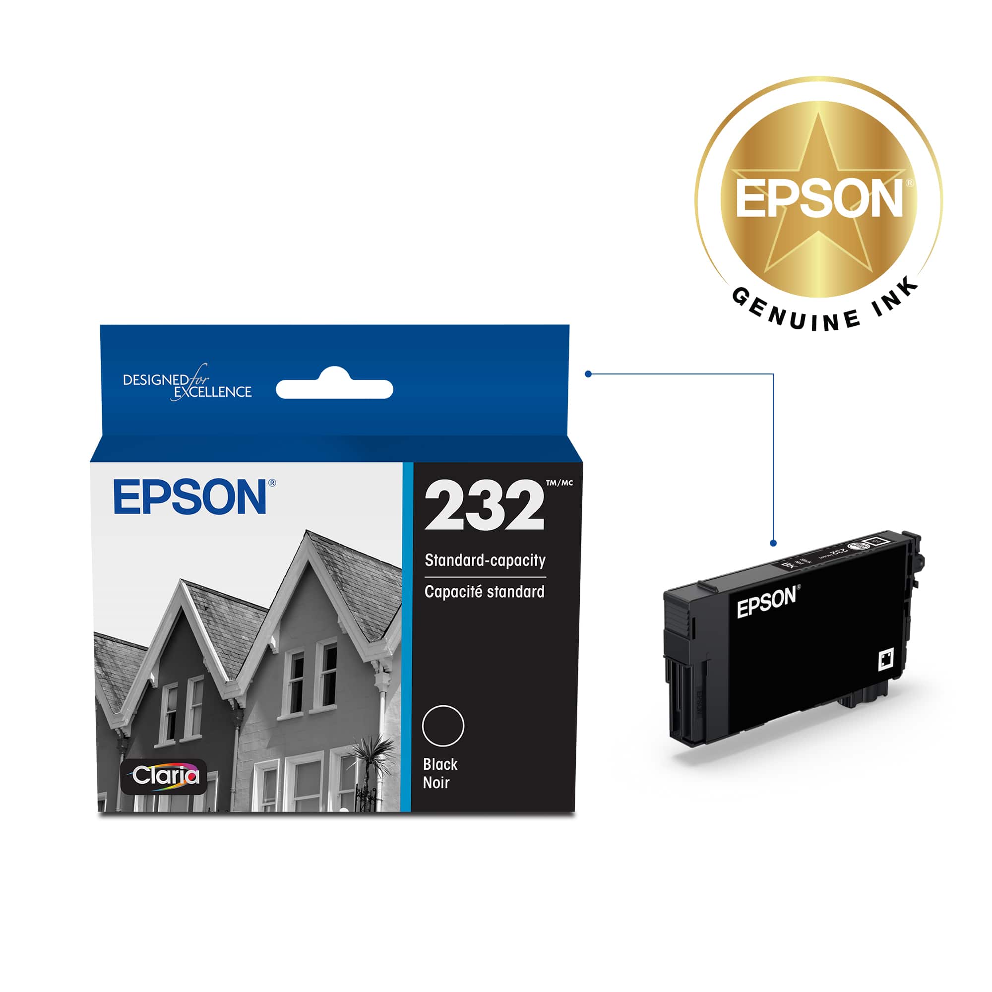 EPSON DESIGNED EXCELLENCE GENUINE INK EPSON TM/MC 232 Standard-capacity Cartridge standard EPSON Claria Black Noir
