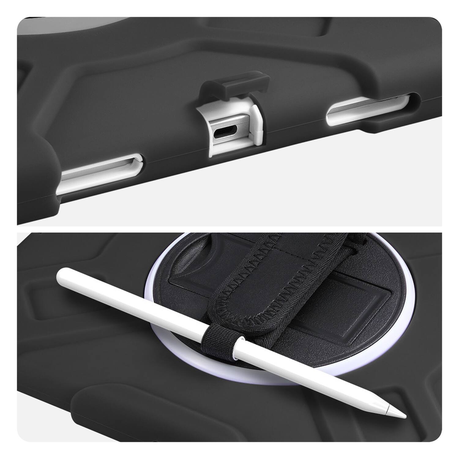 Left. Vena - For Apple iPad A16 Case, iPad A16 10th/11th Case, 360° Rotating Stand with Pencil Holder, Cover for iPad A16 10.9"Black - Black.