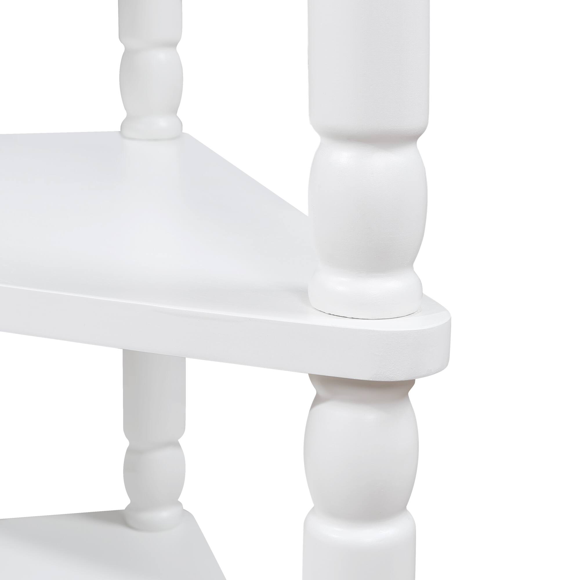 Alt View 5. GOODSILO - Compact Triangular Corner Table with Three Tiers for Space-Saving Storage and Display - Milk White.