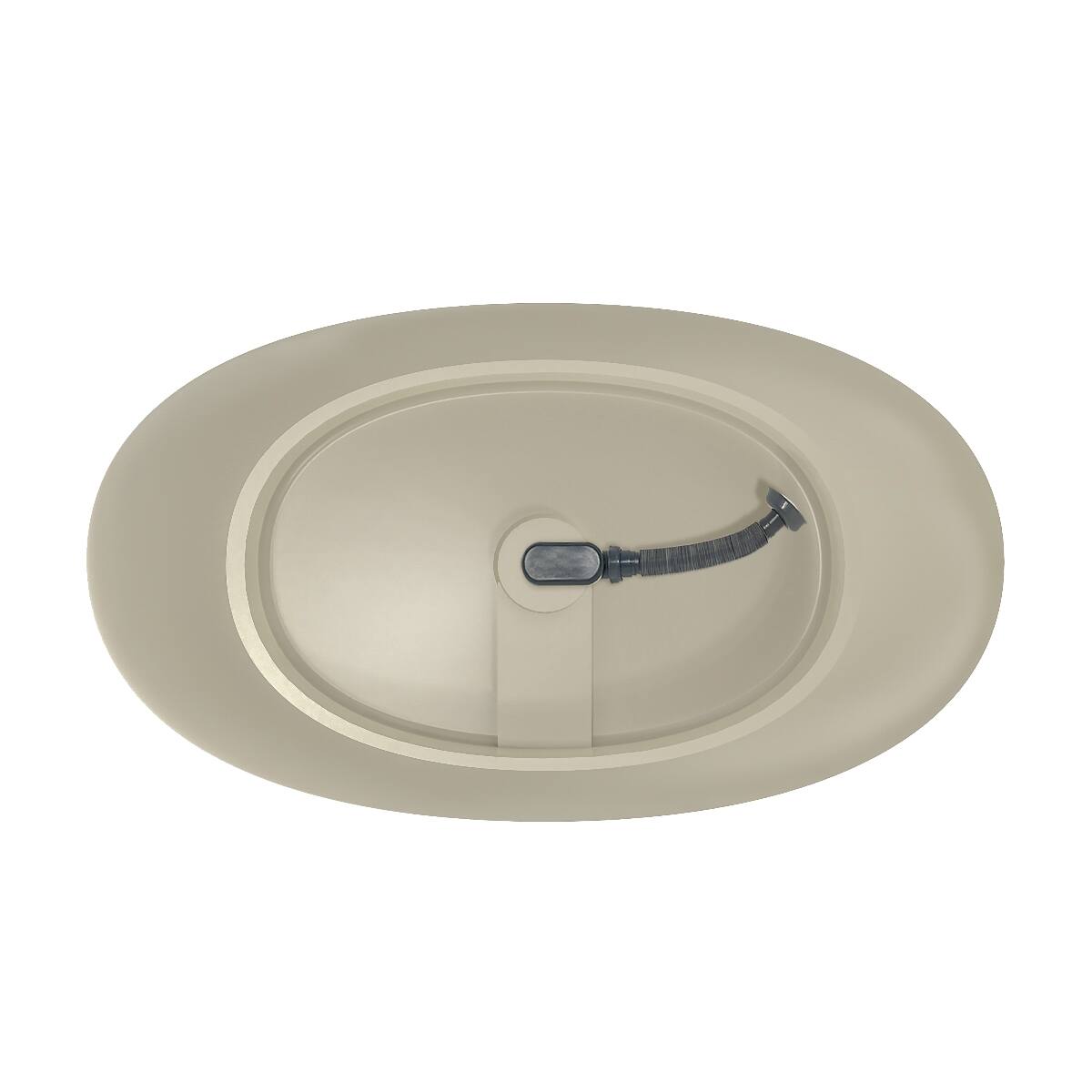 Alt View 9. Loheer - Loheer 55 Inch Freestanding Solid Surface Soaking Bathtub Matte Light Beige Oval Center Drain - Light beige.
