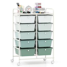 Costway - 10-Drawer Art & Craft Storage Cart Utility Rolling Trolley Kitchen Office Organizer - Gradient Green