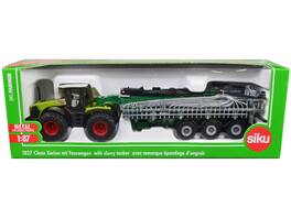 Claas 5000 Xerion Tractor with Vacuum Tanker 1/87 (HO) Diecast Model by Siku - Green and Black