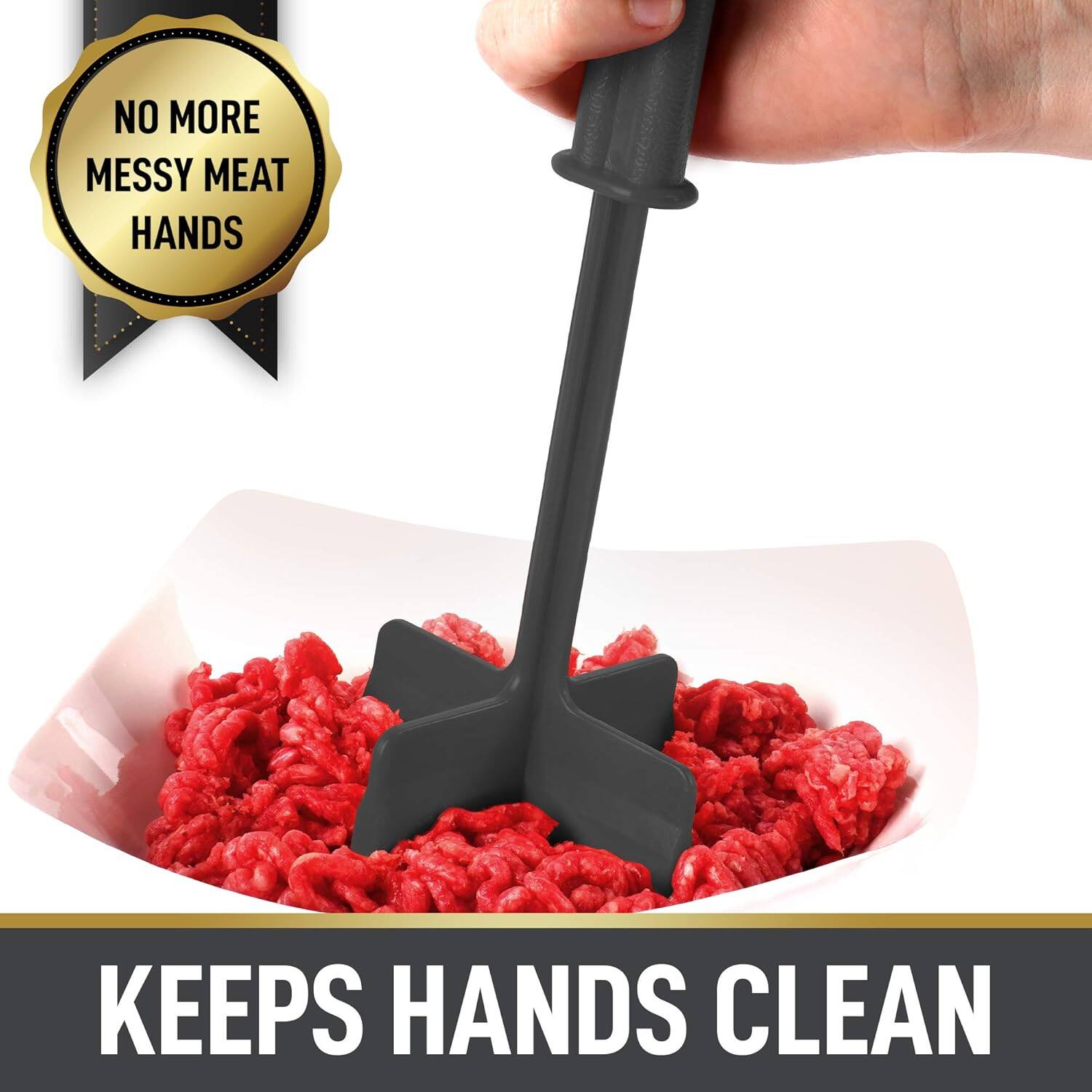 NO MORE MESSY MEAT HANDS
KEEPS HANDS CLEAN
