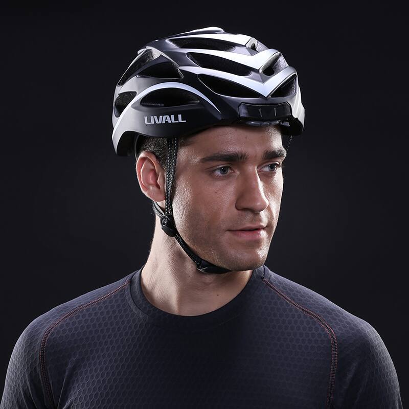 Angle. LIVALL - LIVALL -BH62 Neo Smart Helmet with Bluetooth Speakers, Smart Lighting & Fall Detection with SOS Alert - Large - Black - Black&White.