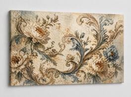 FC Design - Large Canvas 24x36" Vintage Floral Scroll Art Painting Classic Botanical Wall Décor - MultiColor