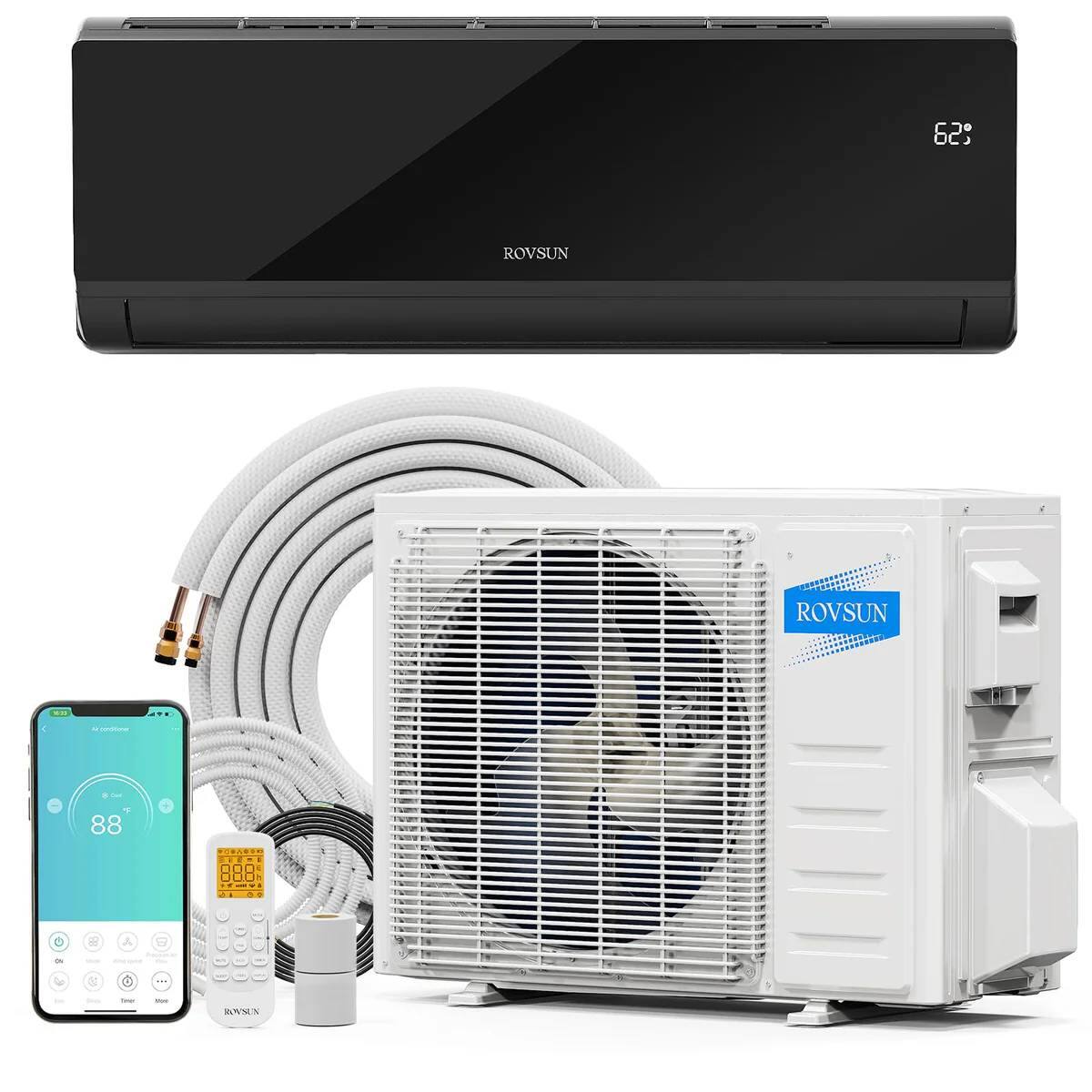 Winado - 12000BTU 21 SEER Ductless Mini Split Air Conditioner Heat Pump Inverter AC Kit - Black&White