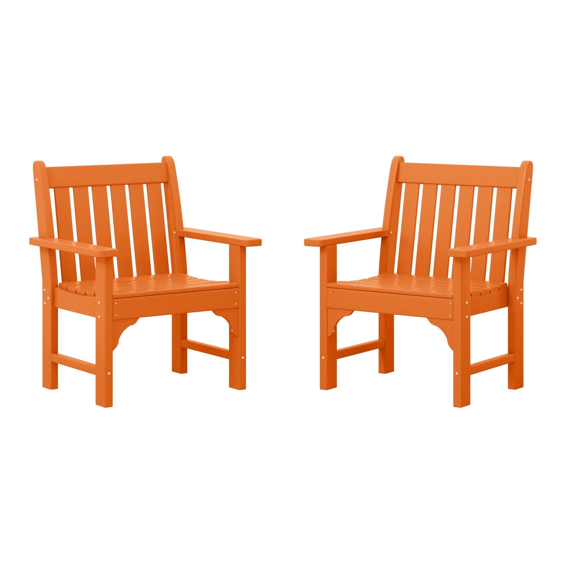 WestinTrends - Malibu Outdoor Patio HDPE Adirondack Dining Arm Chairs (Set of 2) - Orange